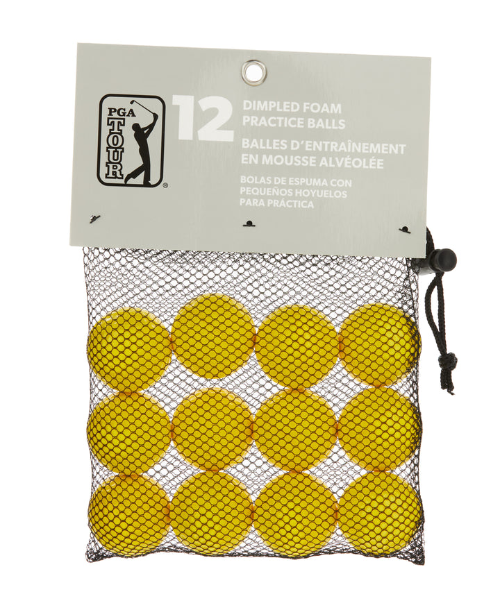 12 Dimpled Foam Golf Practice Balls (Yellow) 