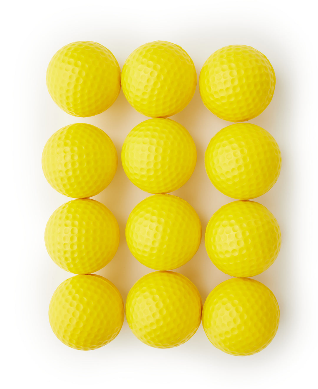 12 Dimpled Foam Golf Practice Balls (Yellow) 
