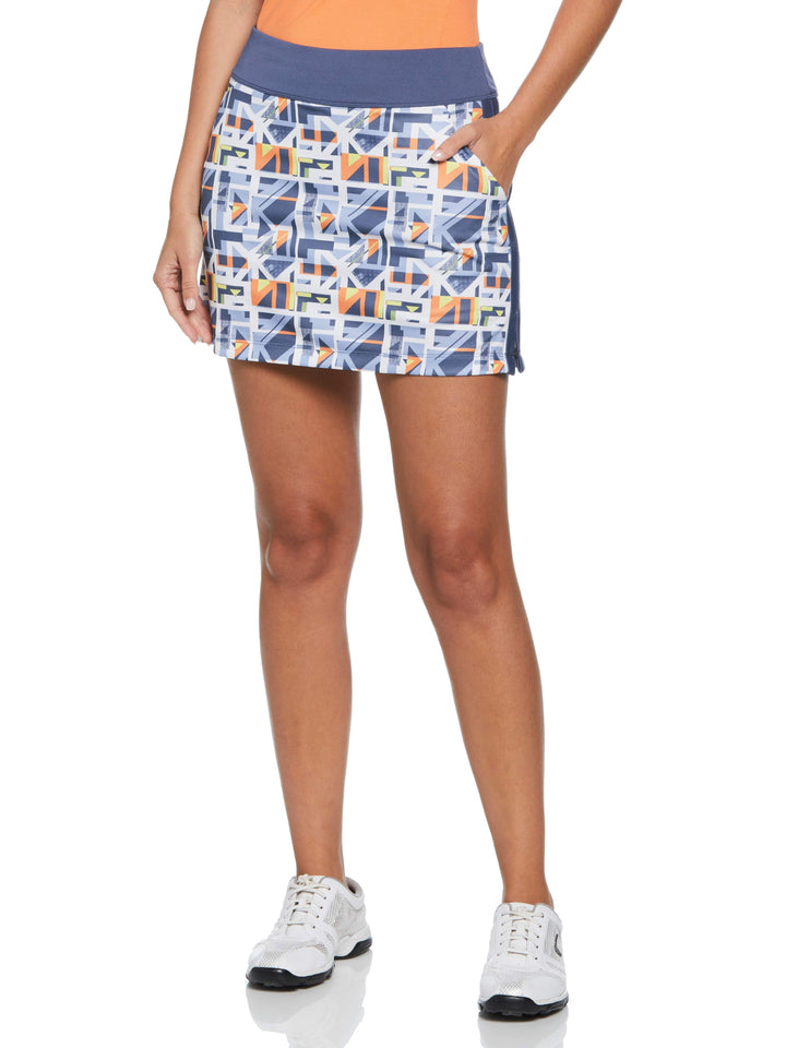16" Geo Print Color Block Golf Skort (Brilliant White) 