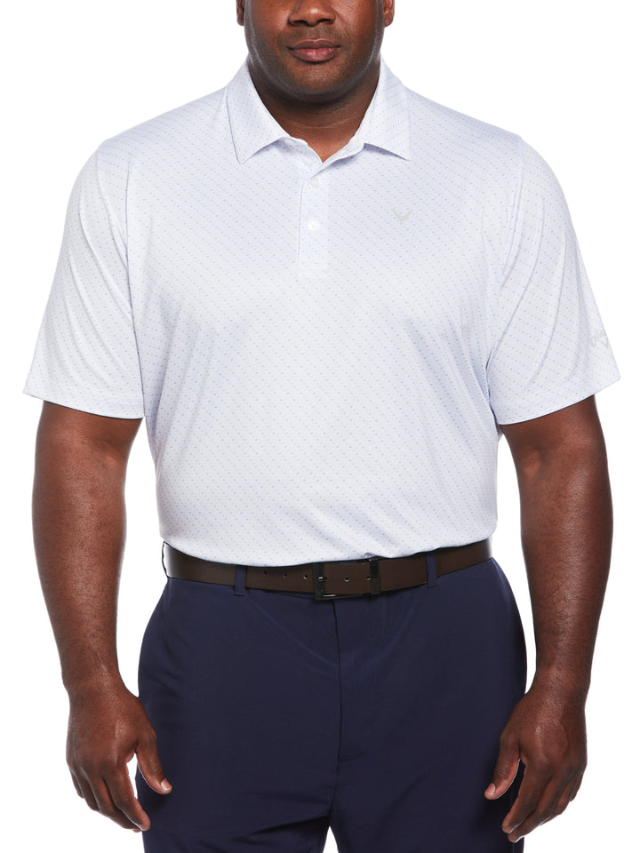 Big & Tall Allover Chevron Golf Polo (Bright White/Peacoat) 