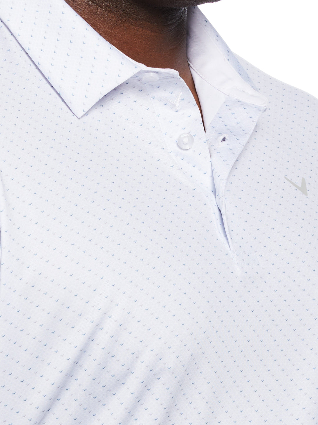 Big & Tall Allover Chevron Golf Polo (Bright White/Peacoat) 