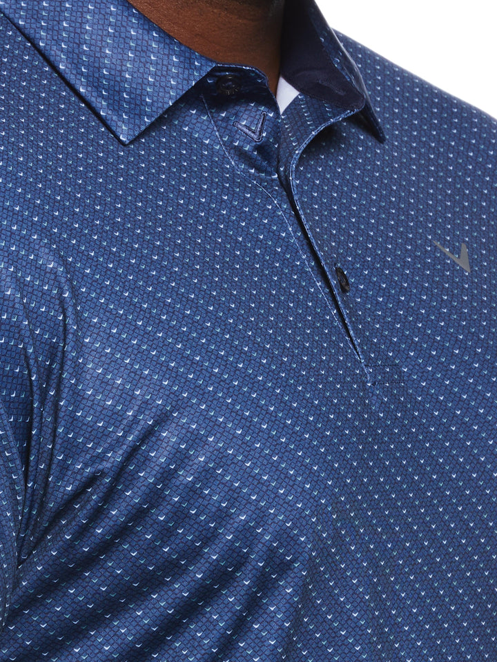 Big & Tall Allover Chevron Golf Polo (Peacoat/Bright White) 