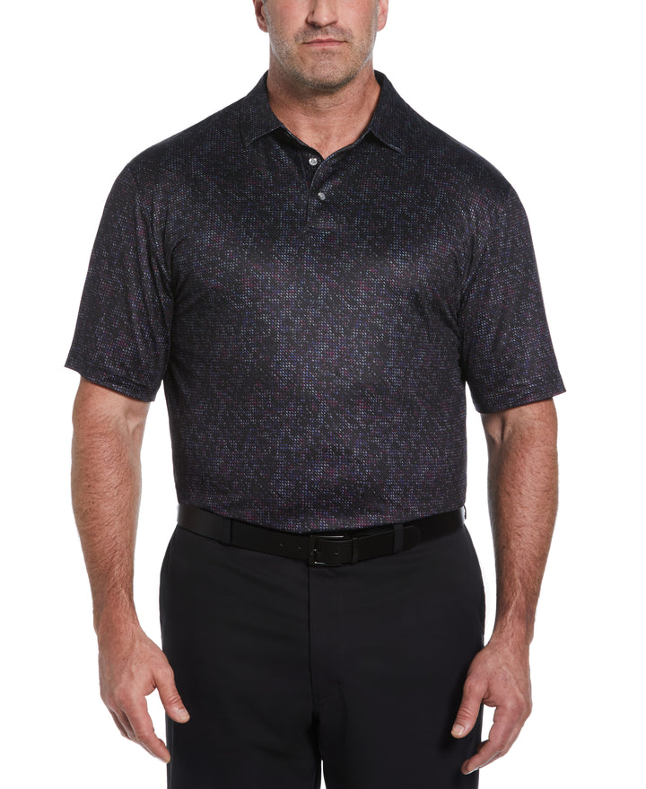 Big & Tall Clustered Geo Print Golf Polo (Caviar) 