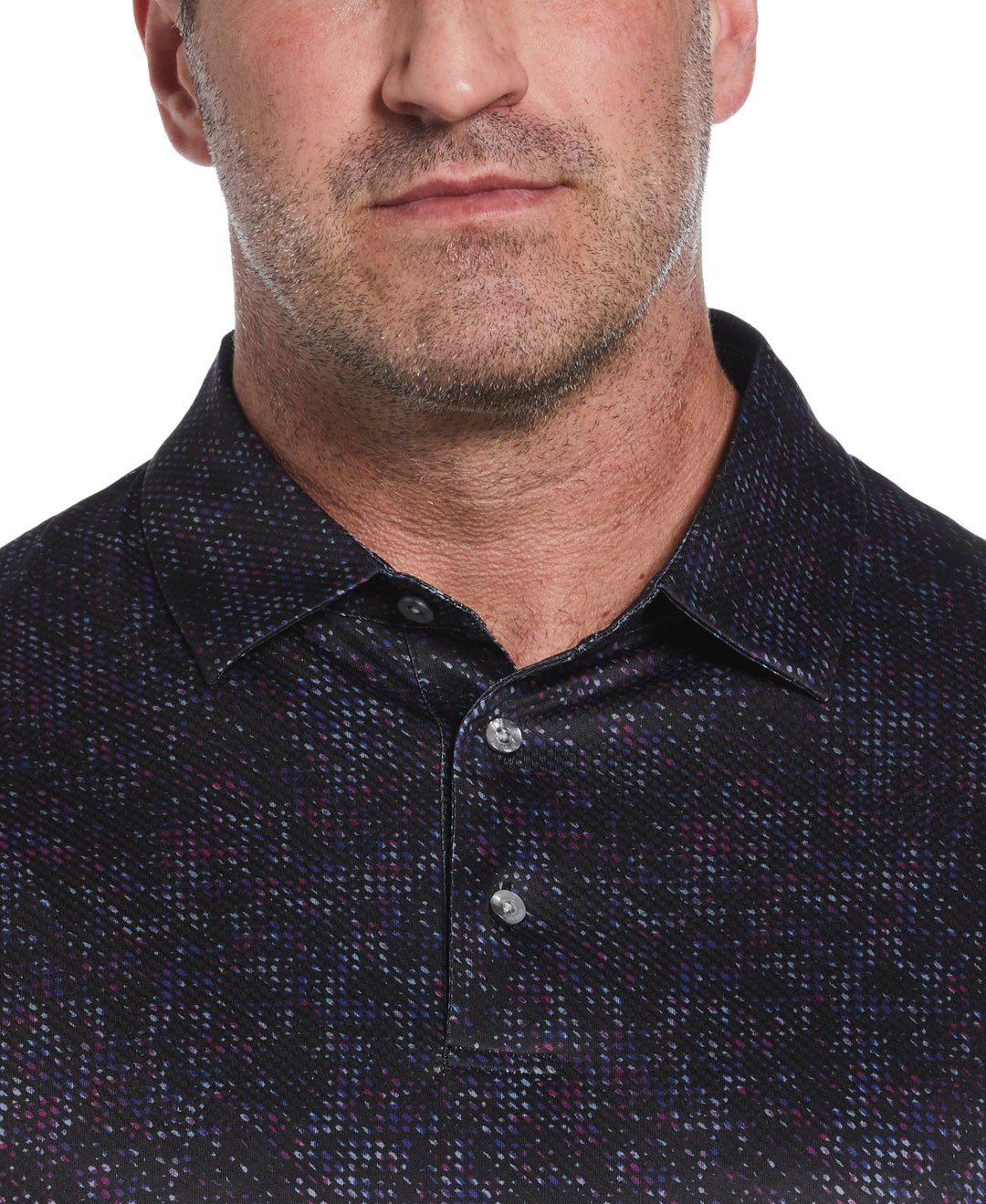 Big & Tall Clustered Geo Print Golf Polo (Caviar) 