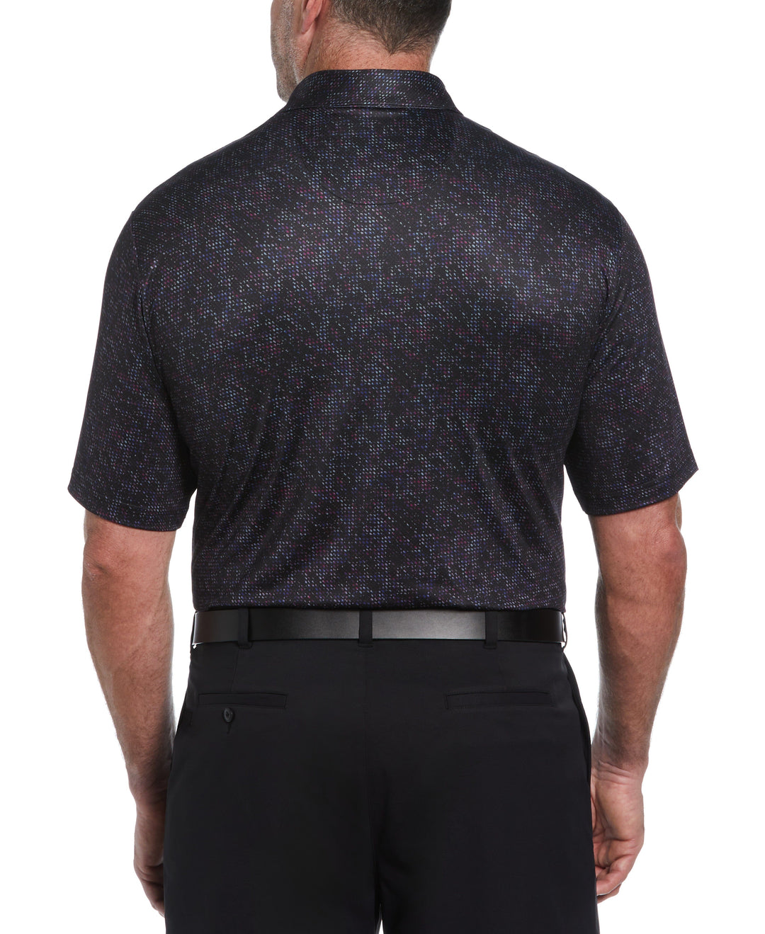 Big & Tall Clustered Geo Print Golf Polo (Caviar) 