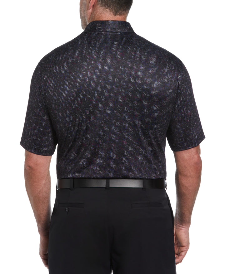 Big & Tall Clustered Geo Print Golf Polo (Caviar) 