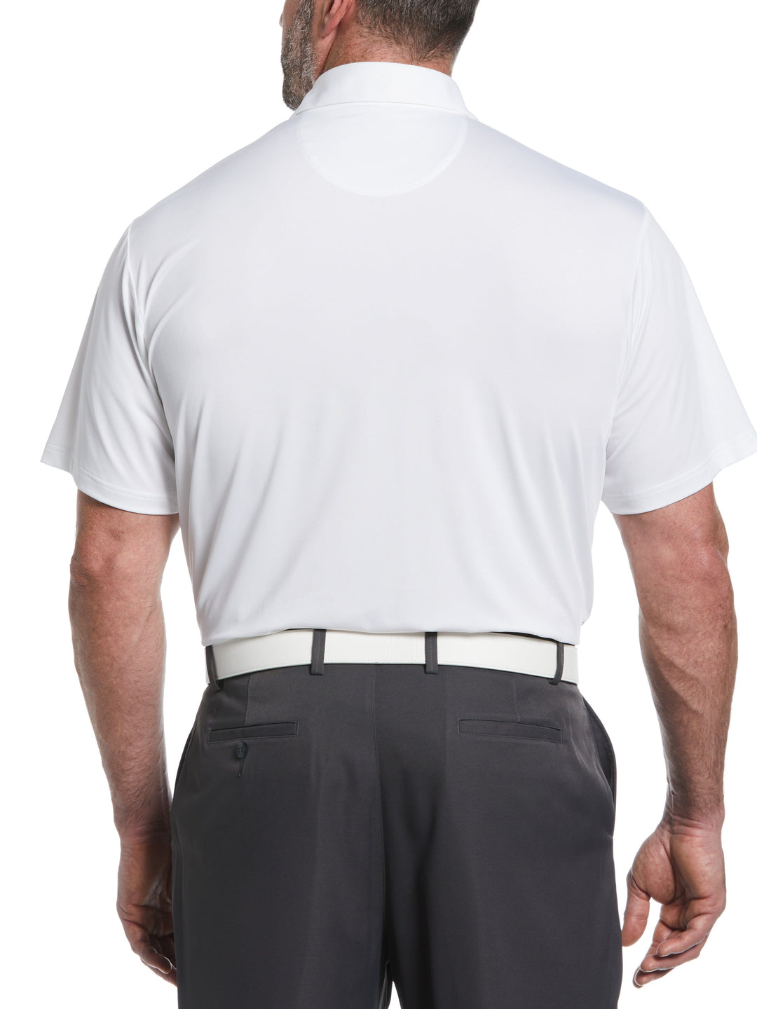Big & Tall Engineered Energy Print Stripe Golf Polo (Bright White) 