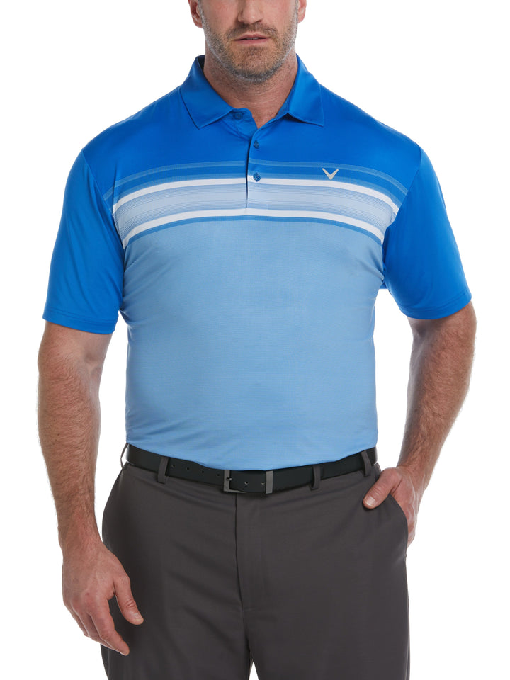 Big & Tall Engineered Energy Print Stripe Golf Polo (Magnetic Blue) 