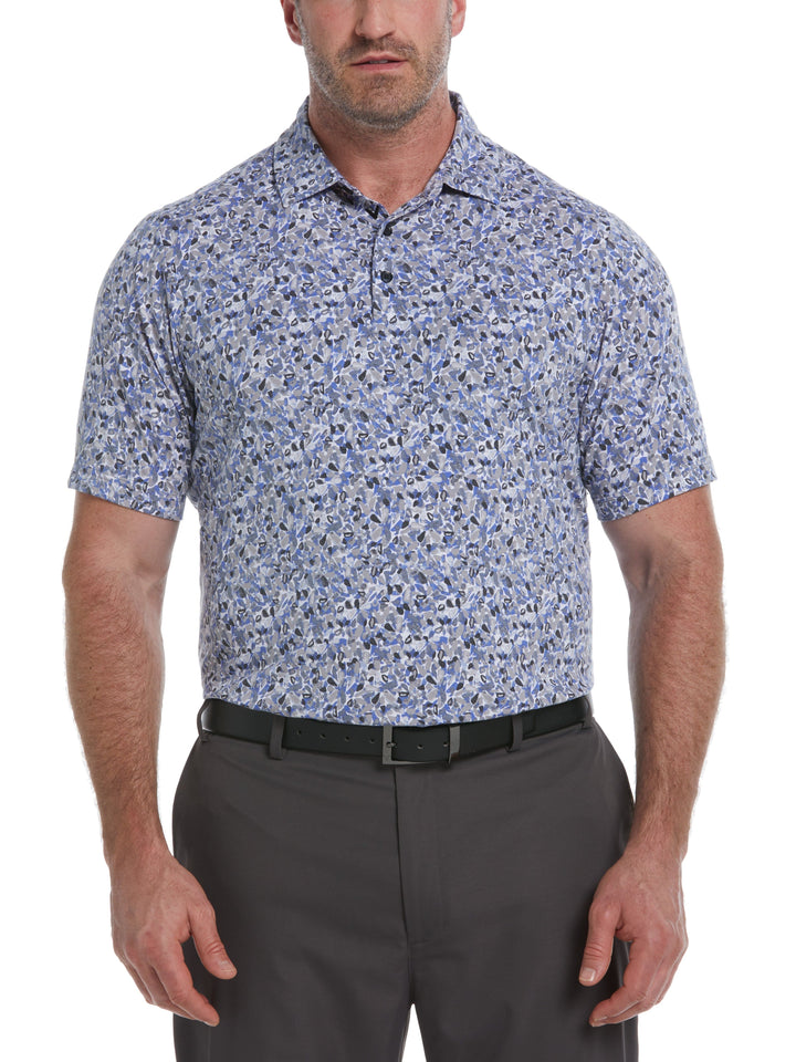 Big & Tall Filtered Floral Print Golf Polo (Caviar) 
