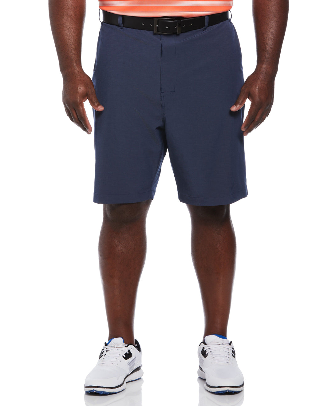 Flat Front Horizontal Textured Golf Short (Deep Navy Htr) 