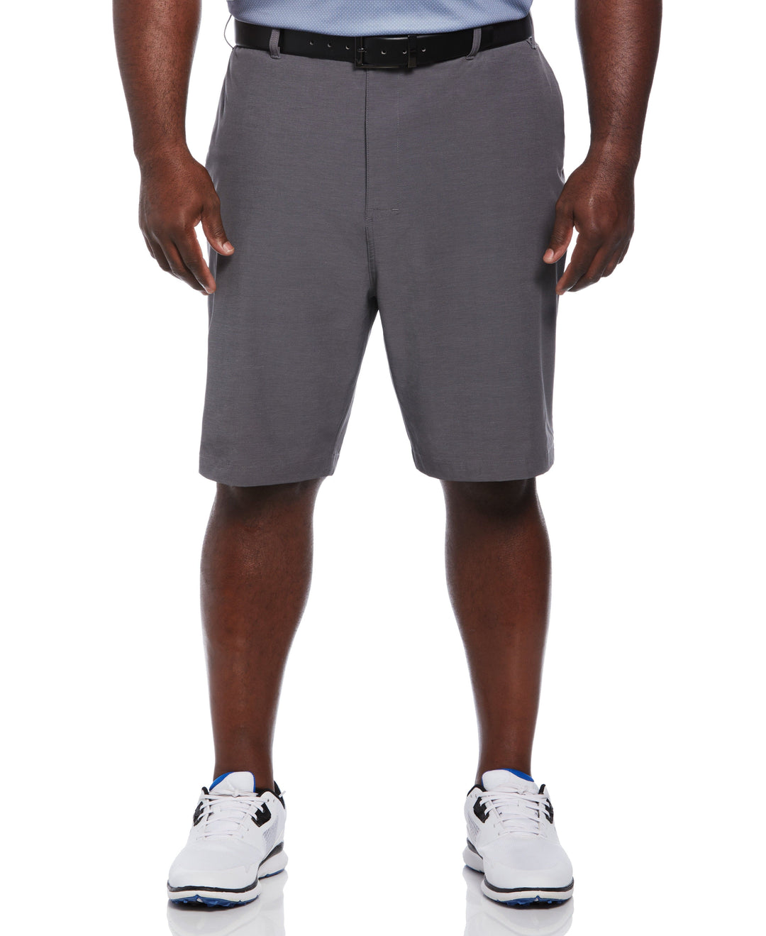 Flat Front Horizontal Textured Golf Short (Dk Grey Htr) 