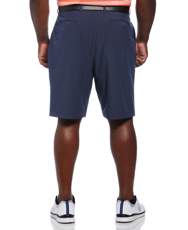 Flat Front Horizontal Textured Golf Short (Deep Navy Htr) 