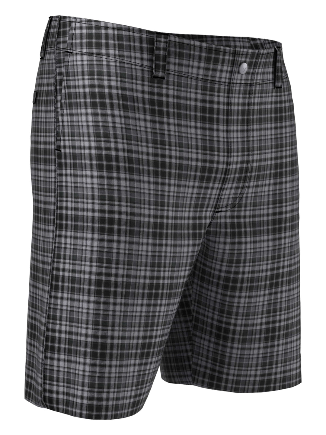 Big & Tall Flat Front Plaid Golf Short (Caviar) 