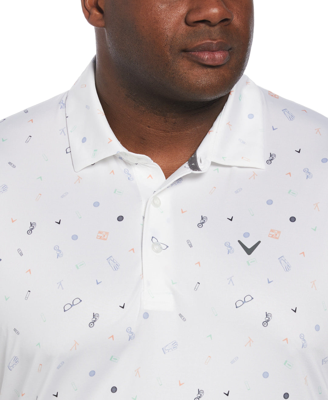 Big & Tall Golf Bag Essentials Print Golf Polo (Bright White) 