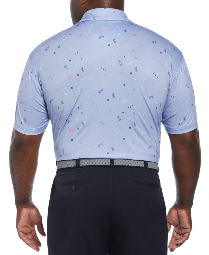 Big & Tall Golf Bag Essentials Print Golf Polo (Chambray) 