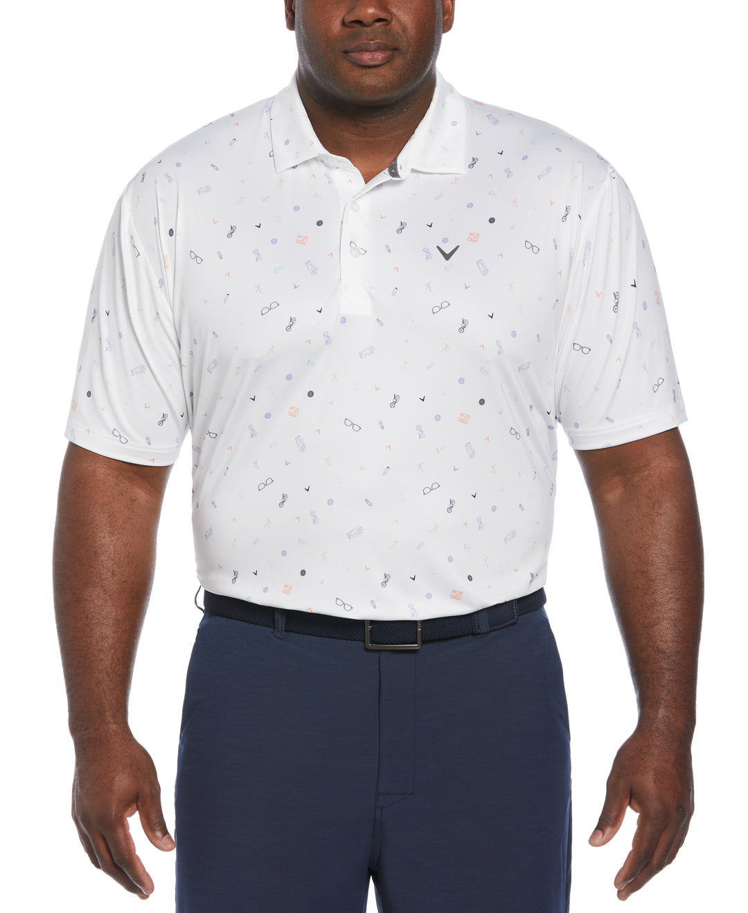 Big & Tall Golf Bag Essentials Print Golf Polo (Bright White) 