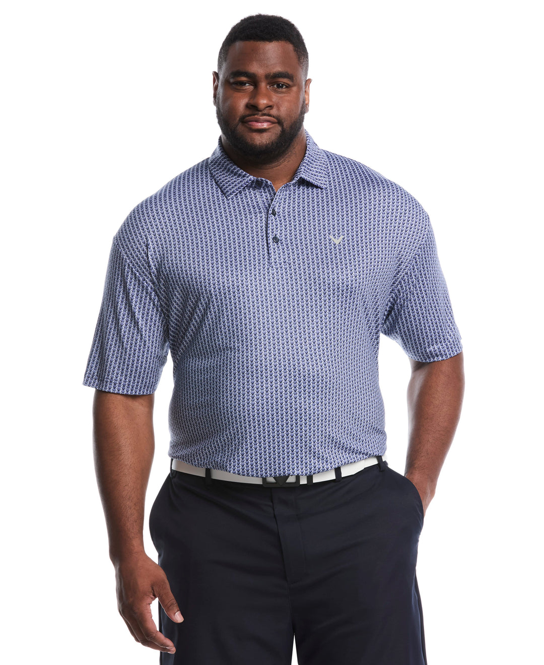 Big & Tall Herringbone Print Polo (Peacoat) 
