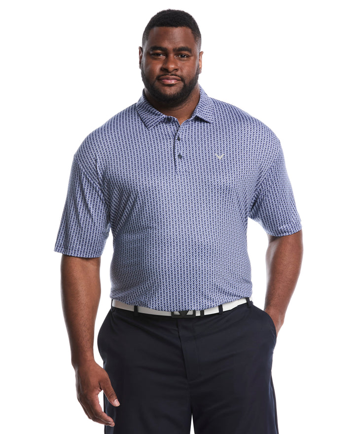 Big & Tall Herringbone Print Polo (Peacoat) 