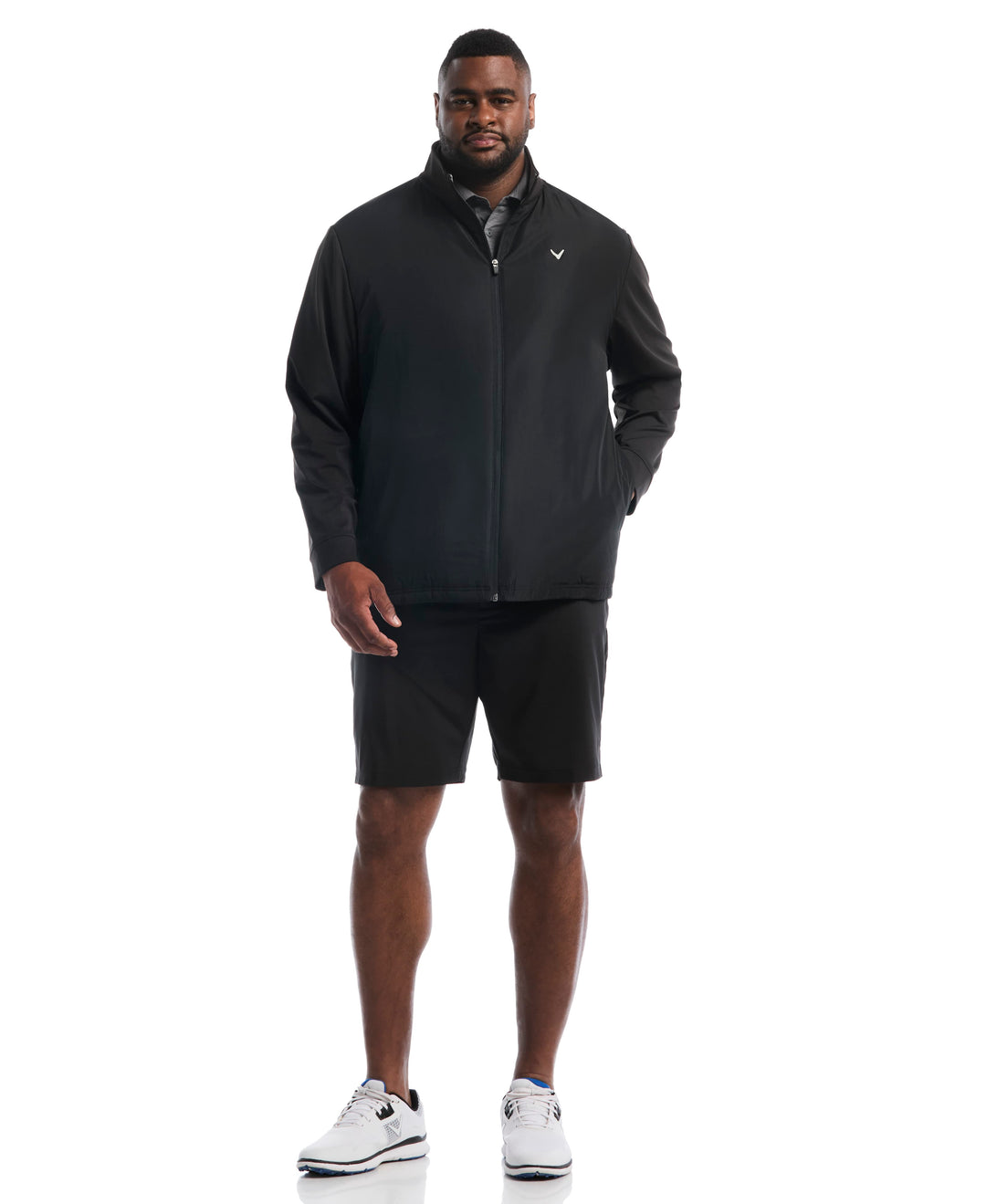 Big & Tall Insulated Mixed Media Full Zip Jacket (Caviar) 