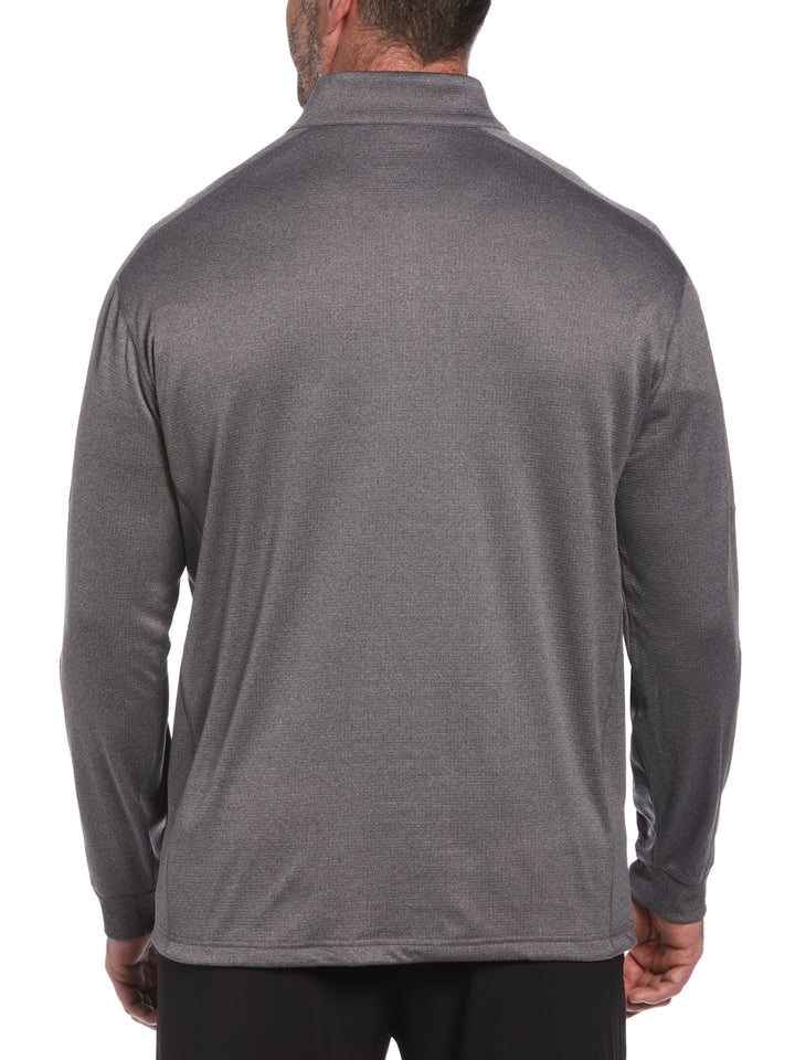 Big & Tall Midweight Waffle Knit Fleece 1/4 Zip Golf Sweater (Med Asphalt Htr) 
