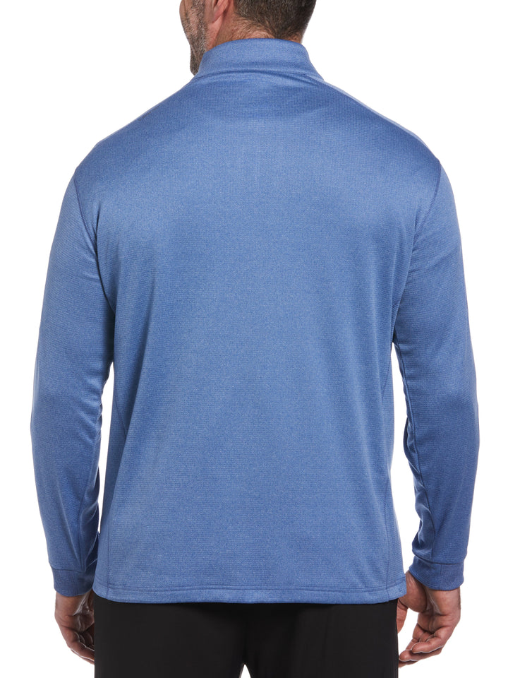 Big & Tall Midweight Waffle Knit Fleece 1/4 Zip Golf Sweater (Light Moody Bl Heathr) 