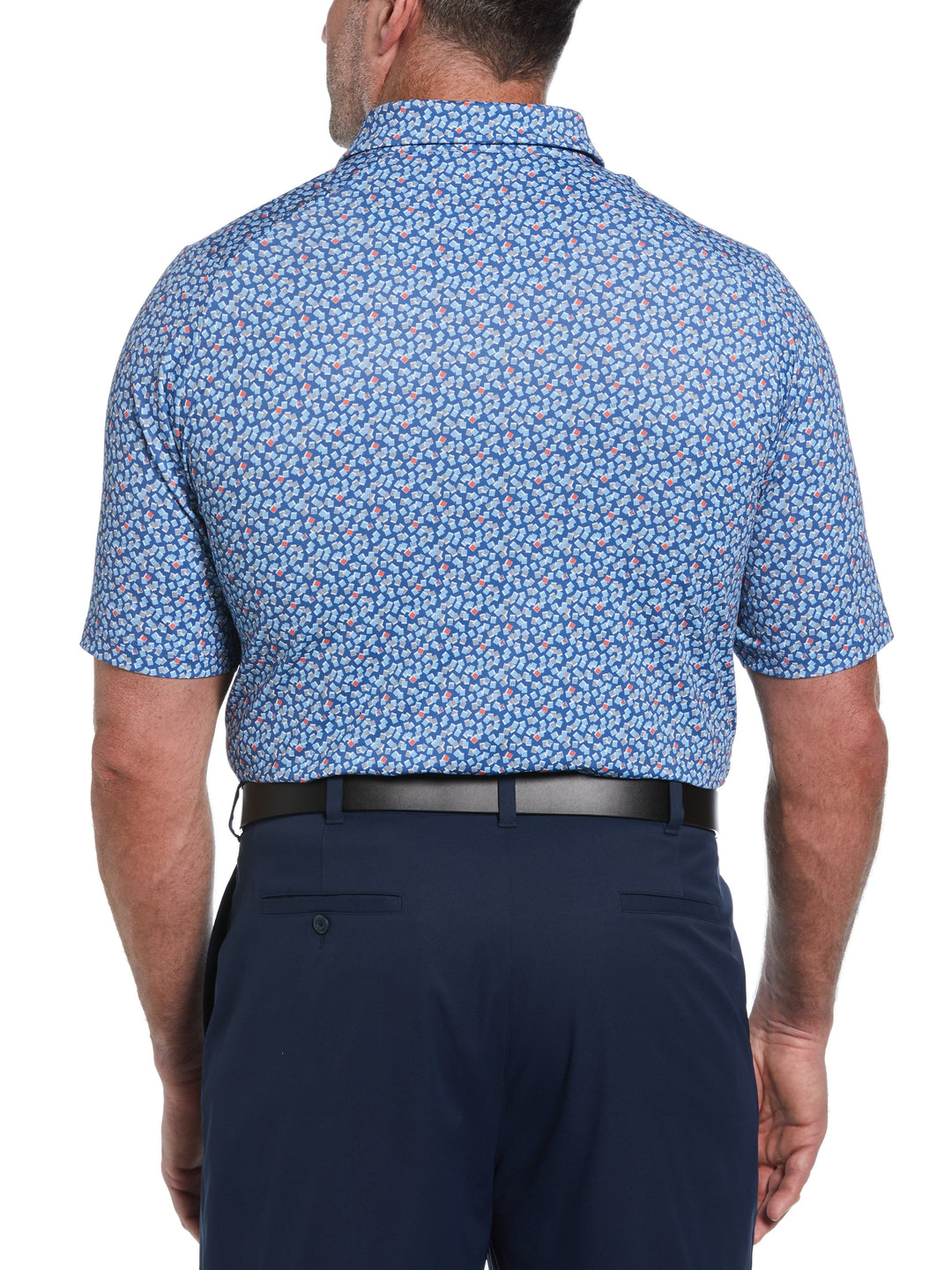 Big & Tall Polaroid Confetti Print Golf Polo (Galaxy Blue) 