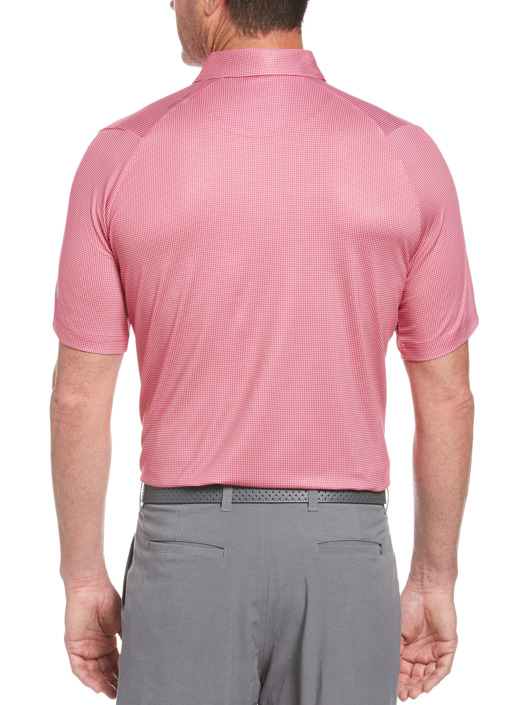 Big & Tall Printed Gingham Swing Tech Polo (Lilac Rose) 