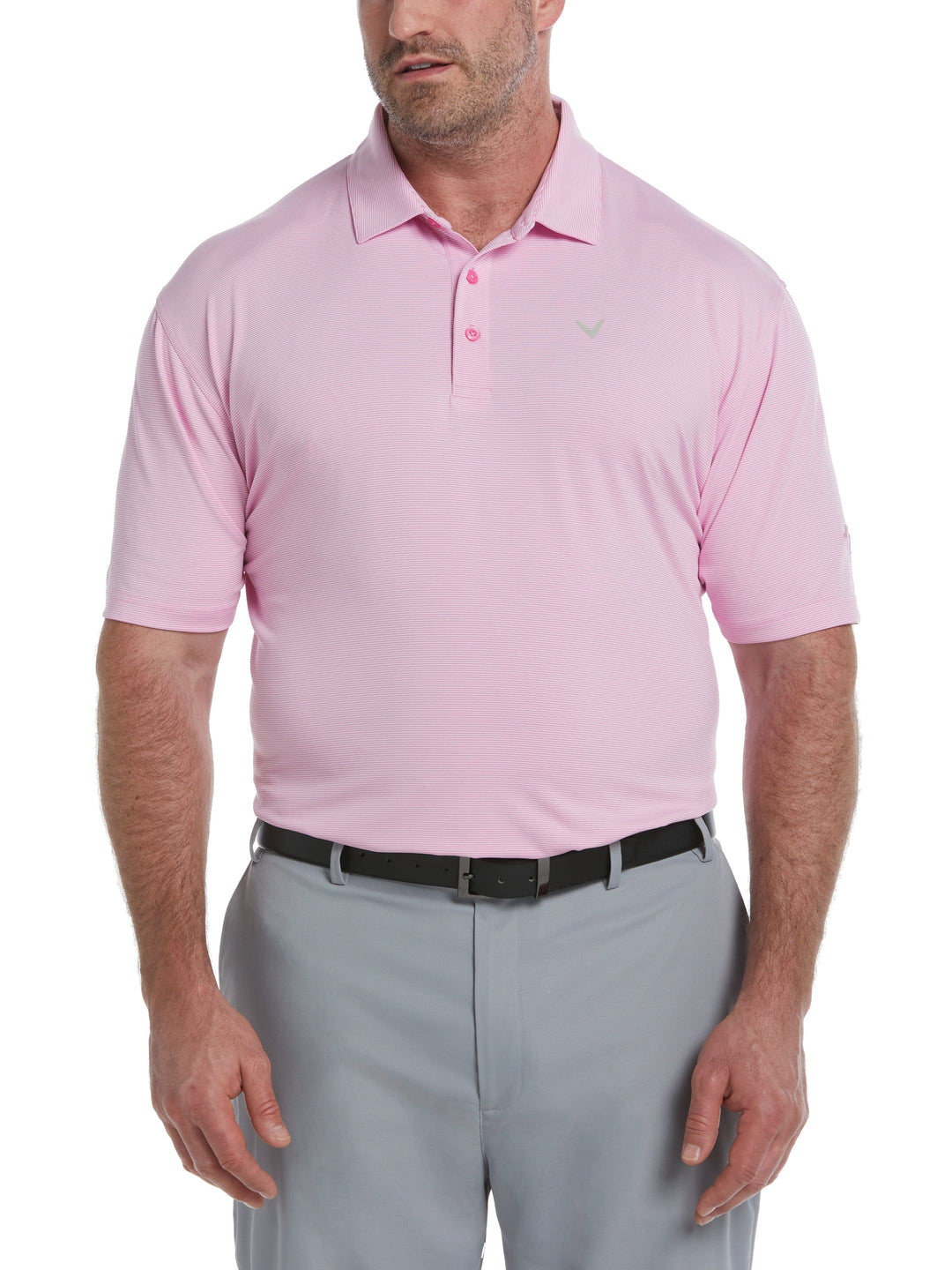 Big & Tall Pro Spin Fine Line Golf Polo (Pink Sunset) 