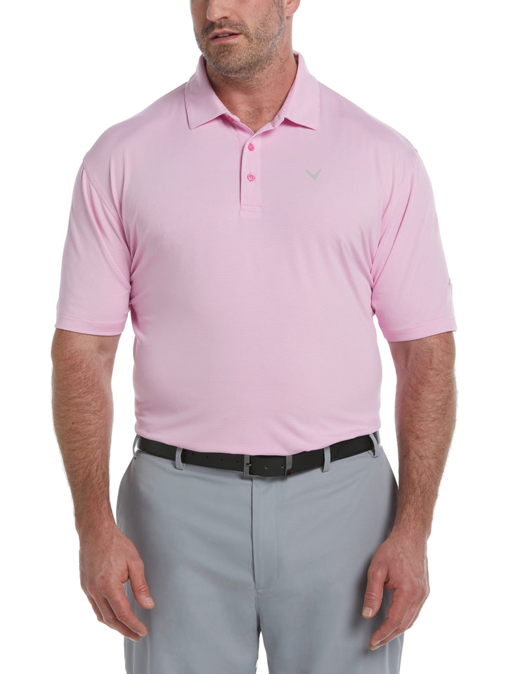 Big & Tall Pro Spin Fine Line Golf Polo (Pink Sunset) 