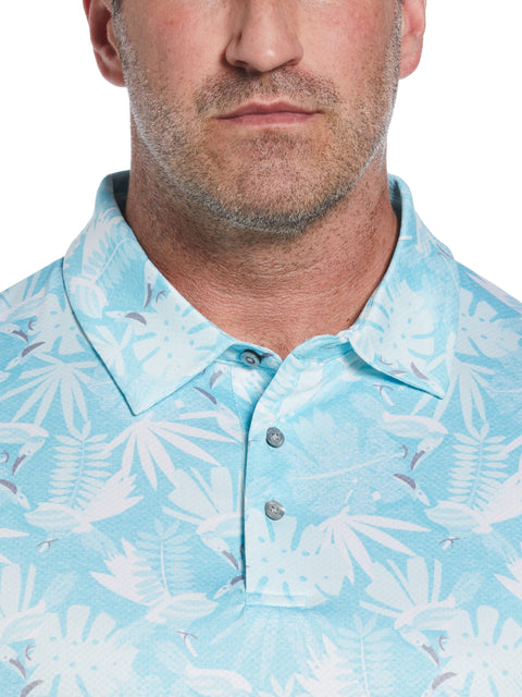 Big & Tall Short Sleeve Stencil Tropical Print Polo