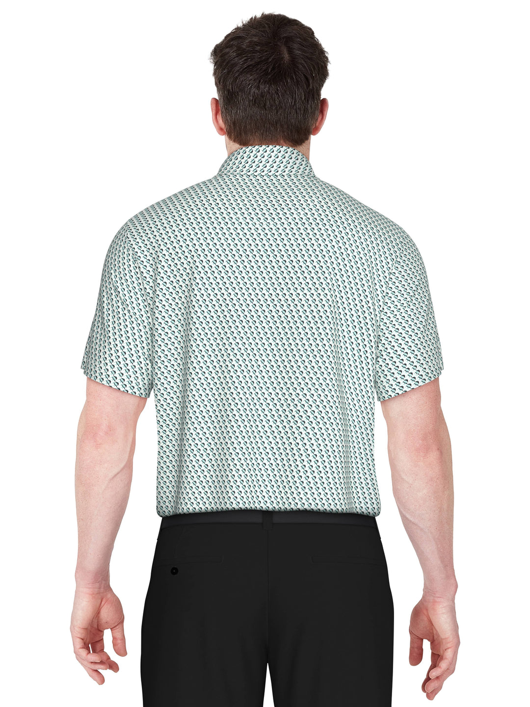Big & Tall Short Sleeve Stretch Performance Fish Geo Print Polo