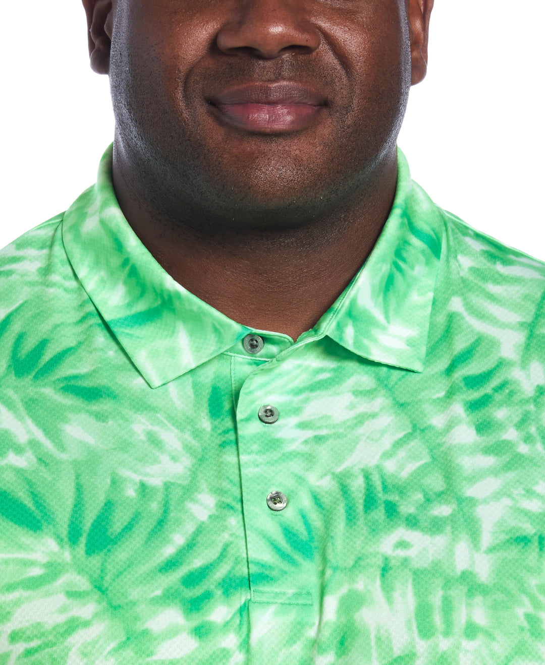 Big & Tall Short Sleeve Tropical  Leaf Print Polo (Gumdrop Green) 
