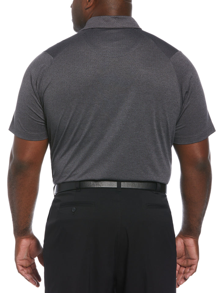 Big & Tall Ventilated Heather Jacquard Golf Polo (Black Heather) 