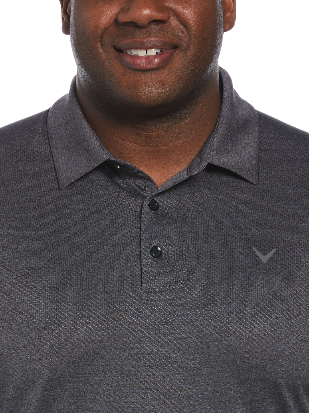 Big & Tall Ventilated Heather Jacquard Golf Polo (Black Heather) 