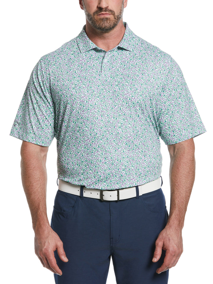 Big & Tall Ventilated Tropical Fruit Print Golf Polo