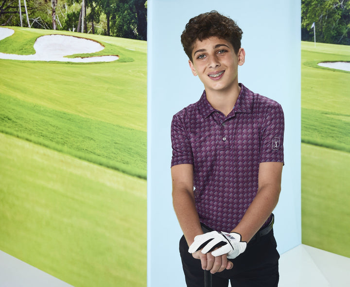 Boy's All-Over Motion Geo Print Golf Polo