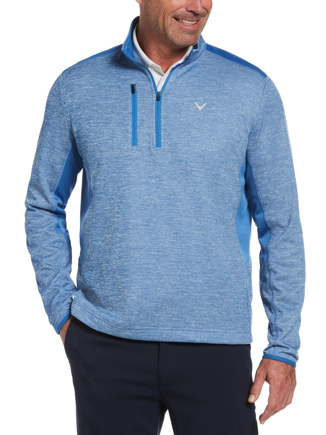 Dual-Action Big & Tall Aquapel® Block Quarter Zip Golf Pullover (Light Moody Bl Heathr) 