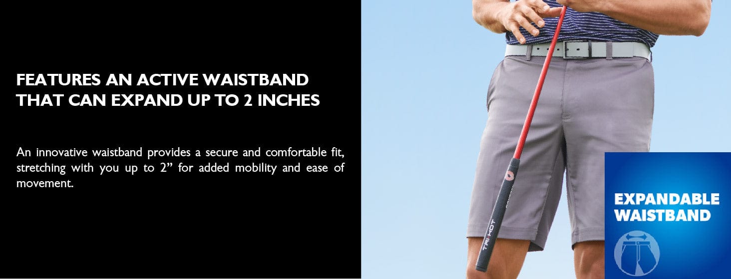 features an active waistband that can expand up to 2 inches