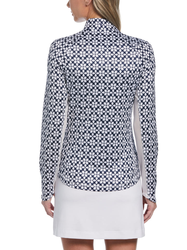Geo Print Sun Protection Golf Top (Peacoat) 