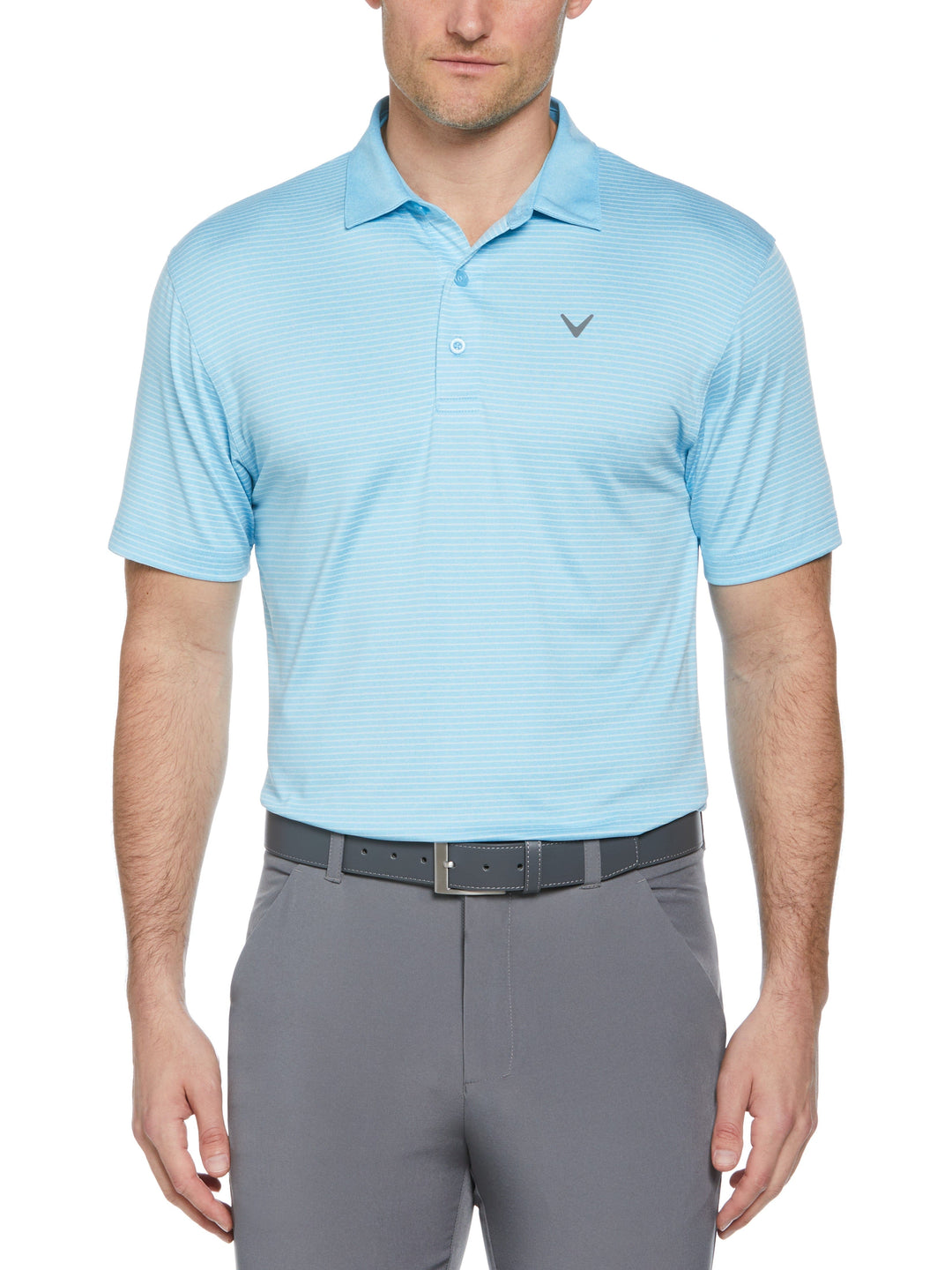Heather Micro Stripe Golf Polo (Blue Grotto Heather) 