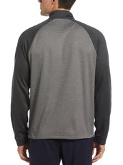 1/4 Zip Raglan Color Block Pullover  (Dark Caviar Heather) 