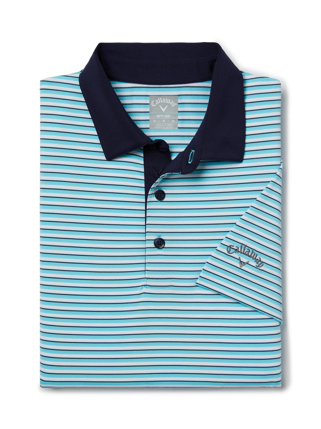 Men's 3-Color Stripe Golf Polo Shirt (Santorini Blue) 