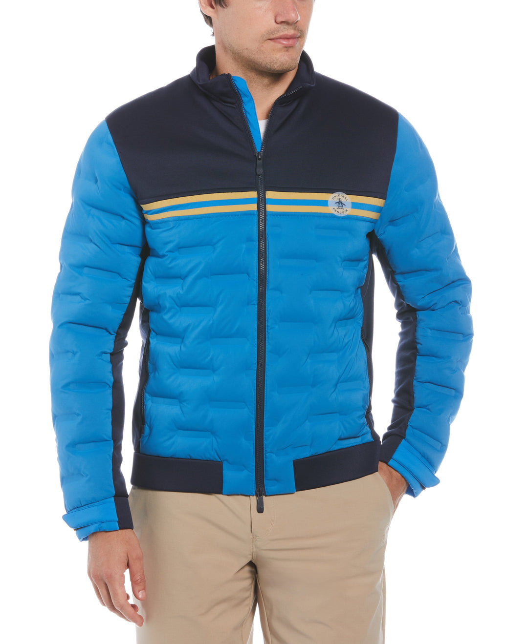 80s Mixed Media Color Blocked Golf Jacket (Black Iris) 
