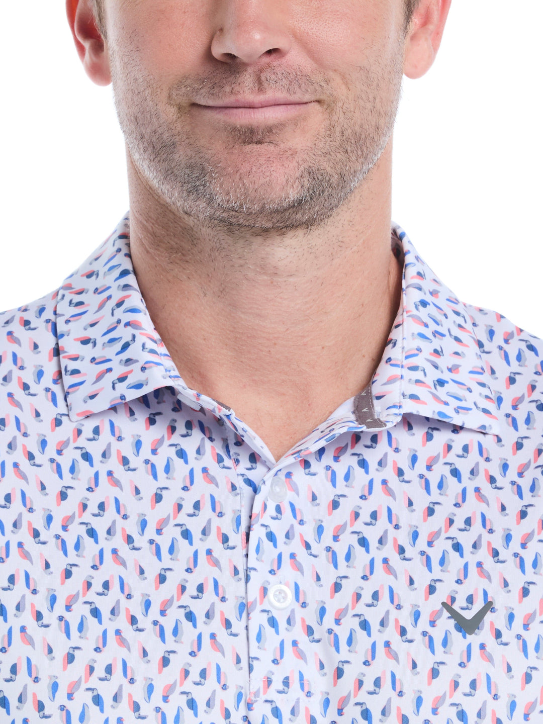 Men's All-Over Birdie Print Golf Polo