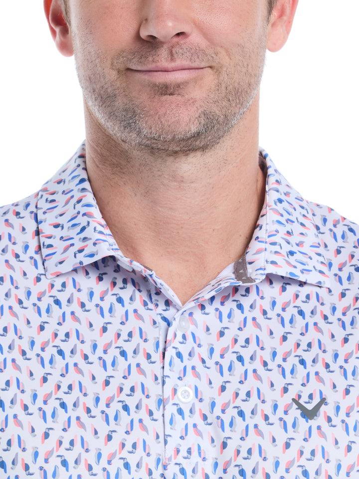 Men's All-Over Birdie Print Golf Polo