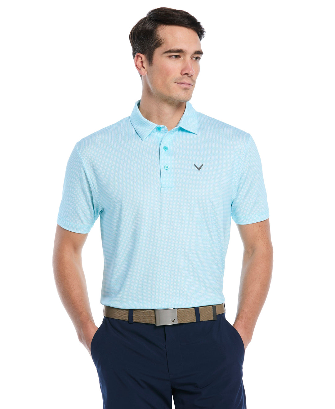 All Over Chev Foulard Print Golf Polo (Blue Curacao) 