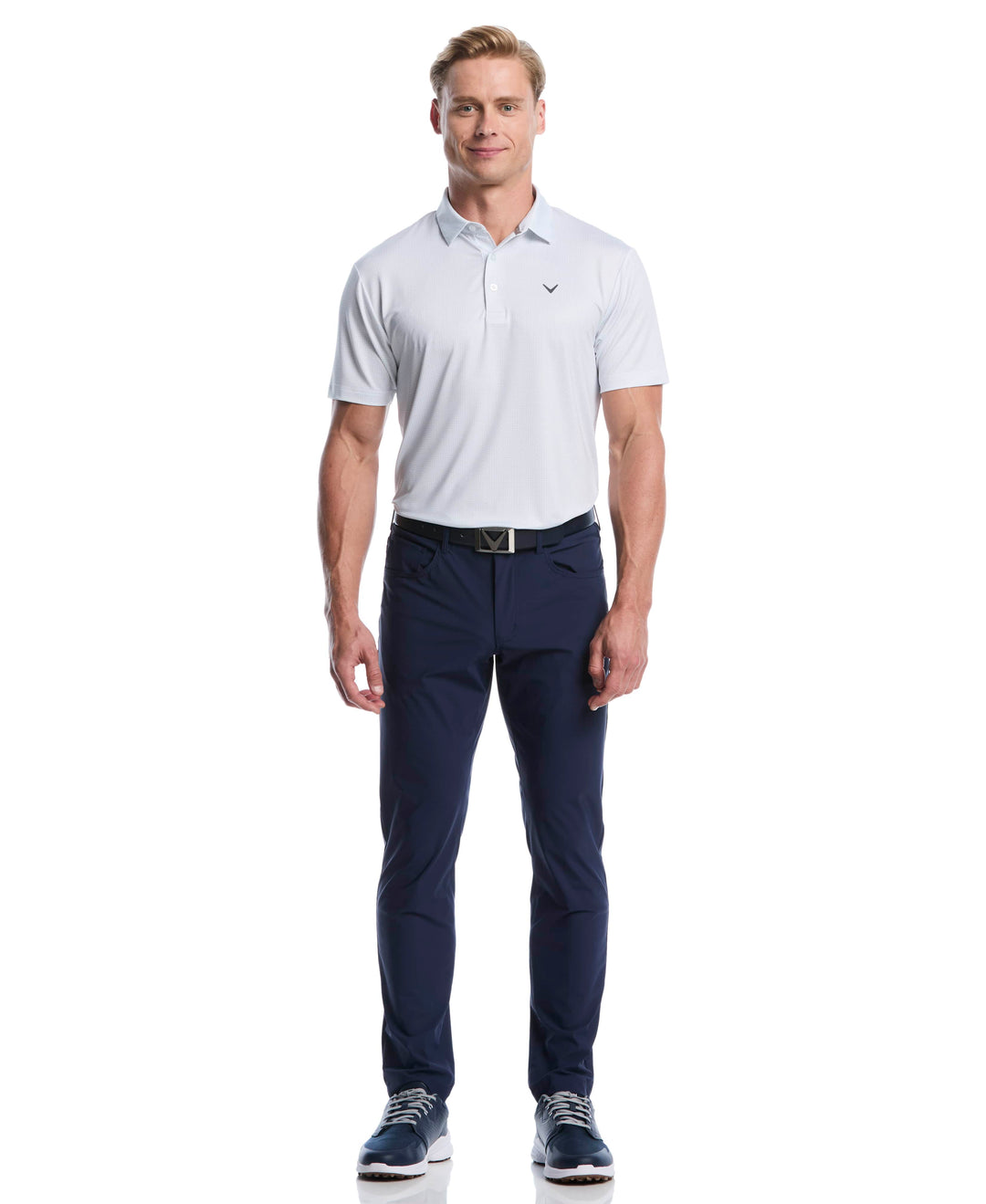 All Over Chev Foulard Print Golf Polo (Bright White) 