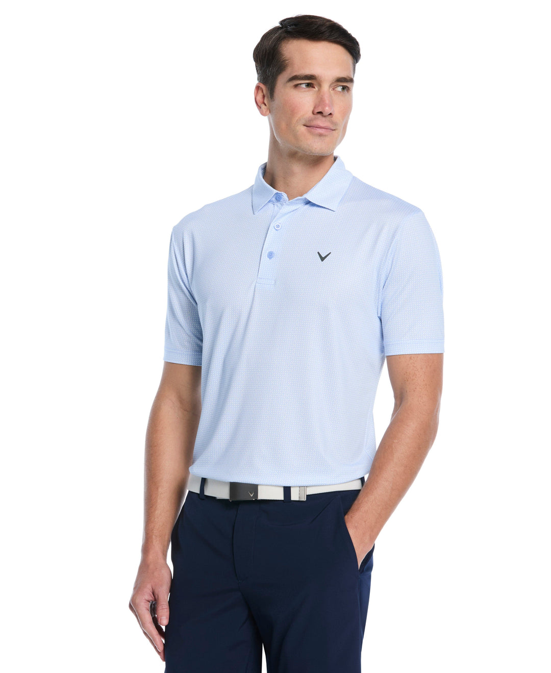 All Over Chev Foulard Print Golf Polo (Vista Blue) 