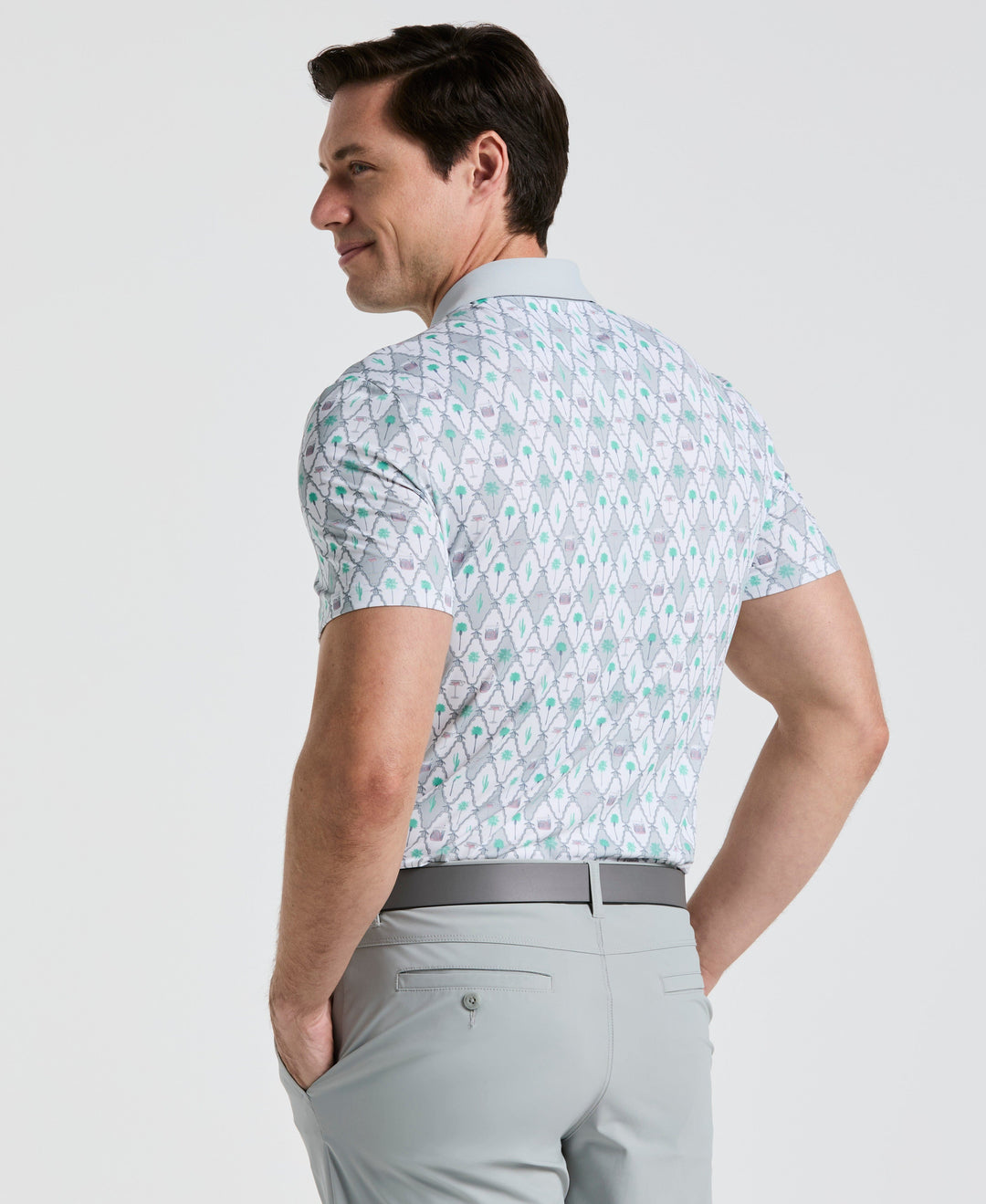 Lattice Cocktail Earl Print Golf Polo (Bright White) 