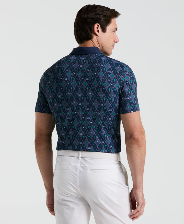 Lattice Cocktail Earl Print Golf Polo (Black Iris) 